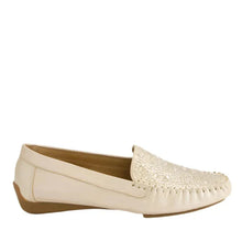 Load image into Gallery viewer, Django And Juliette Lufus Nude Shimmer Leather Jewels Flat Shoe