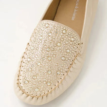 Load image into Gallery viewer, Django And Juliette Lufus Nude Shimmer Leather Jewels Flat Shoe