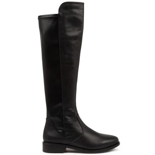 Ziera Sallies XF-ZR Black Stretch Leather Knee High Boots