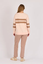 Load image into Gallery viewer, One Ten Willow Panel Stripe Tee Blush Chocolate Stripe