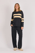 Load image into Gallery viewer, One Ten Willow Panel Stripe Tee Black Beige Stripe
