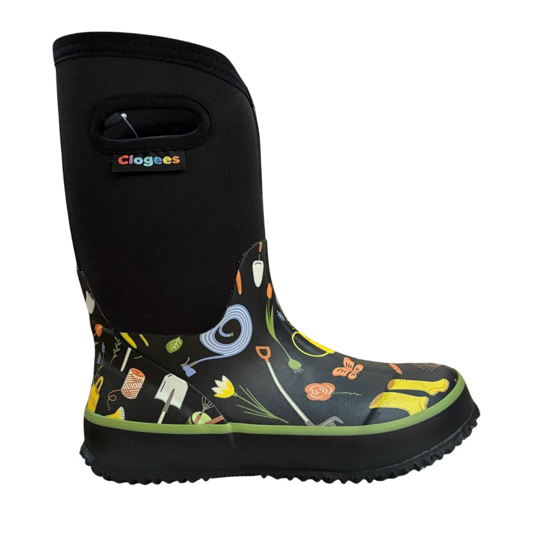 Clogees Mudboot Black Garden