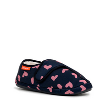 Load image into Gallery viewer, Archline Orthotic Slippers Plus Navy with Hearts