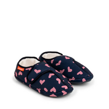 Load image into Gallery viewer, Archline Orthotic Slippers Plus Navy with Hearts