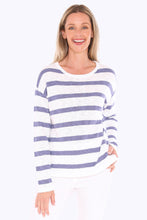 Load image into Gallery viewer, Jump Stripe Slub Pullover In White/Chambray