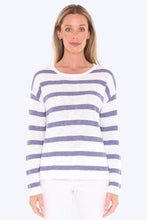 Load image into Gallery viewer, Jump Stripe Slub Pullover In White/Chambray