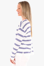 Load image into Gallery viewer, Jump Stripe Slub Pullover In White/Chambray