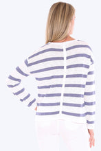 Load image into Gallery viewer, Jump Stripe Slub Pullover In White/Chambray