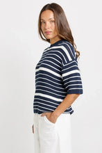 Load image into Gallery viewer, Betty Basics Dylan Knit Tee Navy-White
