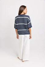 Load image into Gallery viewer, Betty Basics Dylan Knit Tee Navy-White