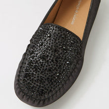 Load image into Gallery viewer, Django And Juliette Lufus Black Shimmer Leather Jewels Flat Shoe