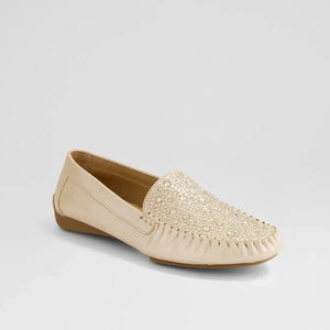 Django & Juliette Lufus Nude Shimmer Leather Jewels Flat shoe