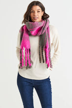 Load image into Gallery viewer, Betty Basics Lillian Fluffy Scarf Magenta Plaid