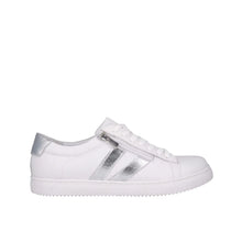 Load image into Gallery viewer, Cabello Ultimate White Silver Side Zip &amp; Lace Up Sneakers