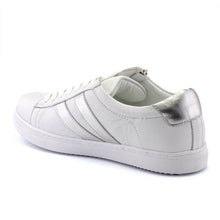 Load image into Gallery viewer, Cabello Ultimate White Silver Side Zip &amp; Lace Up Sneakers