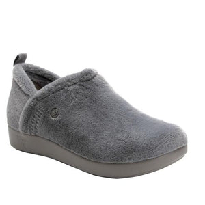 Alegria Cozee Fuzzy Wuzzy Grey Slipper Shoe